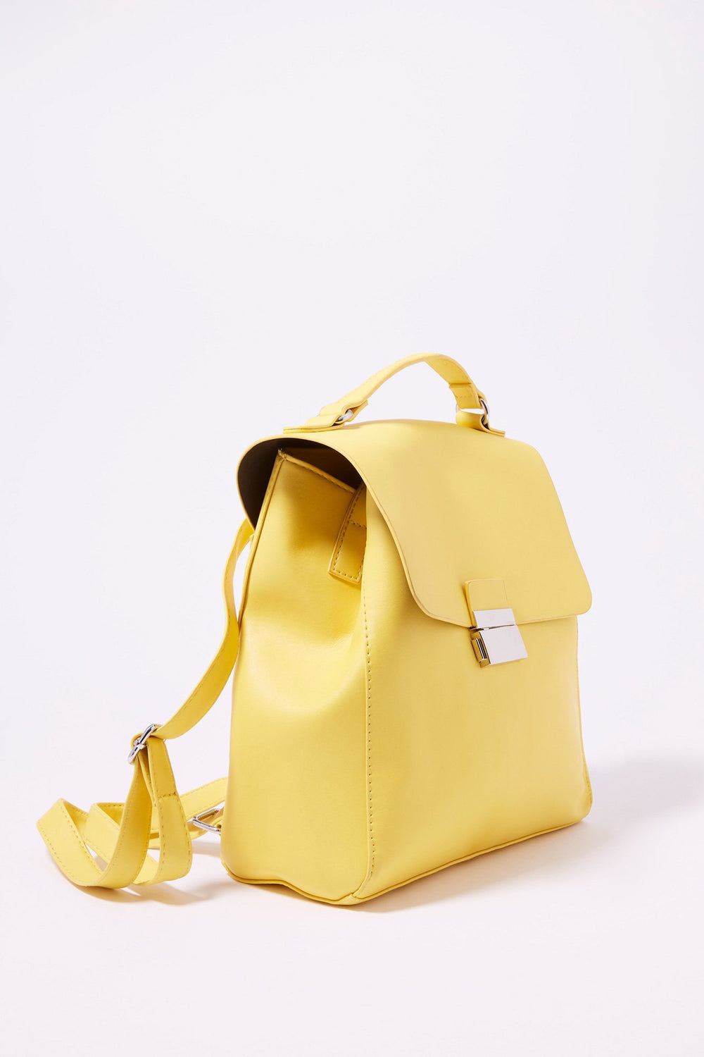 Women Faux-Leather Mini Basic Backpack Neon Yellow