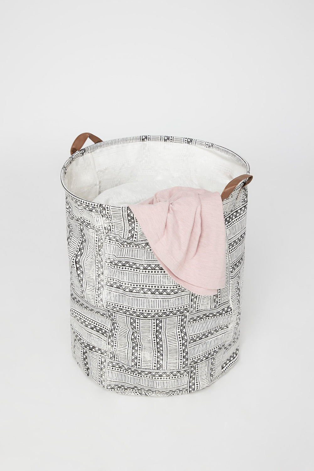 Women Panier à linge en toile à motif tribal Noir et blanc