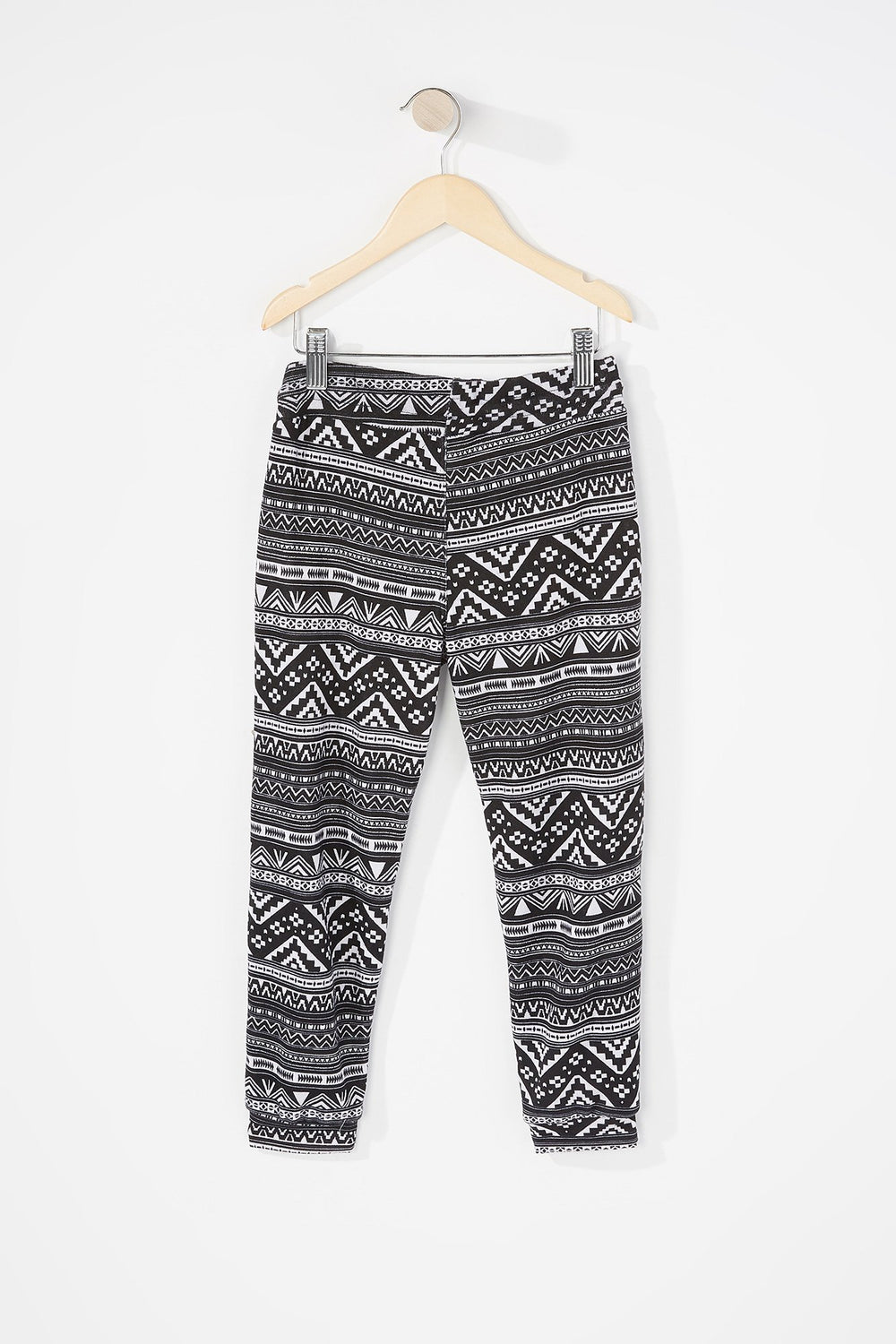 Kids Pantalon de jogging en molleton imprimé à taille coulissante pour fille Noir et blanc