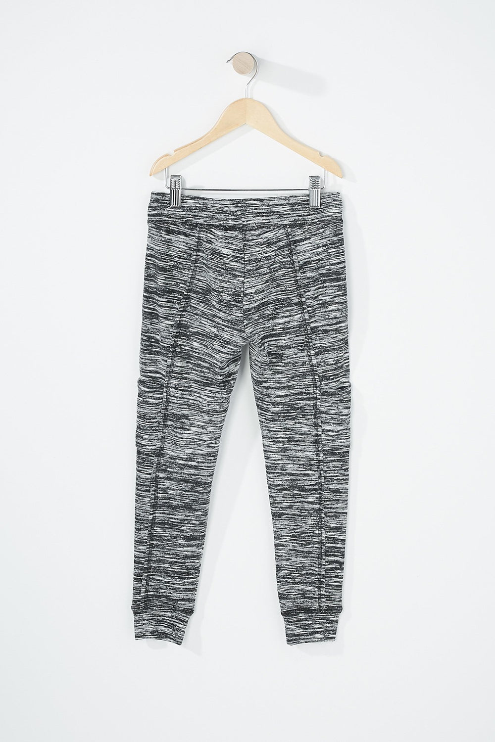 Kids Pantalon de jogging en molleton teint par espacements avec poches et taille coulissante pour fille Noir et blanc