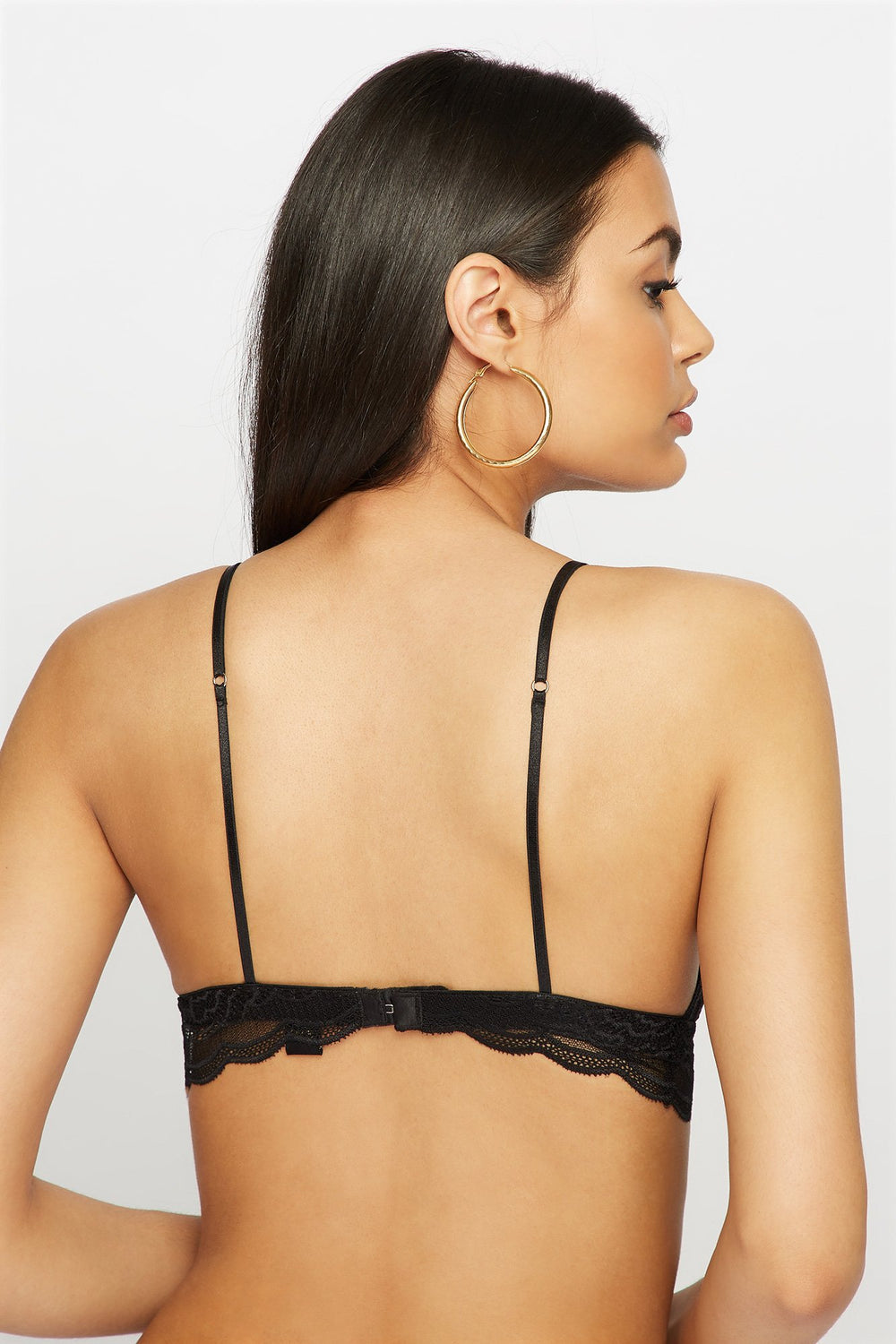 Women Bustier crochetée en dentelle à encolure en V Noir