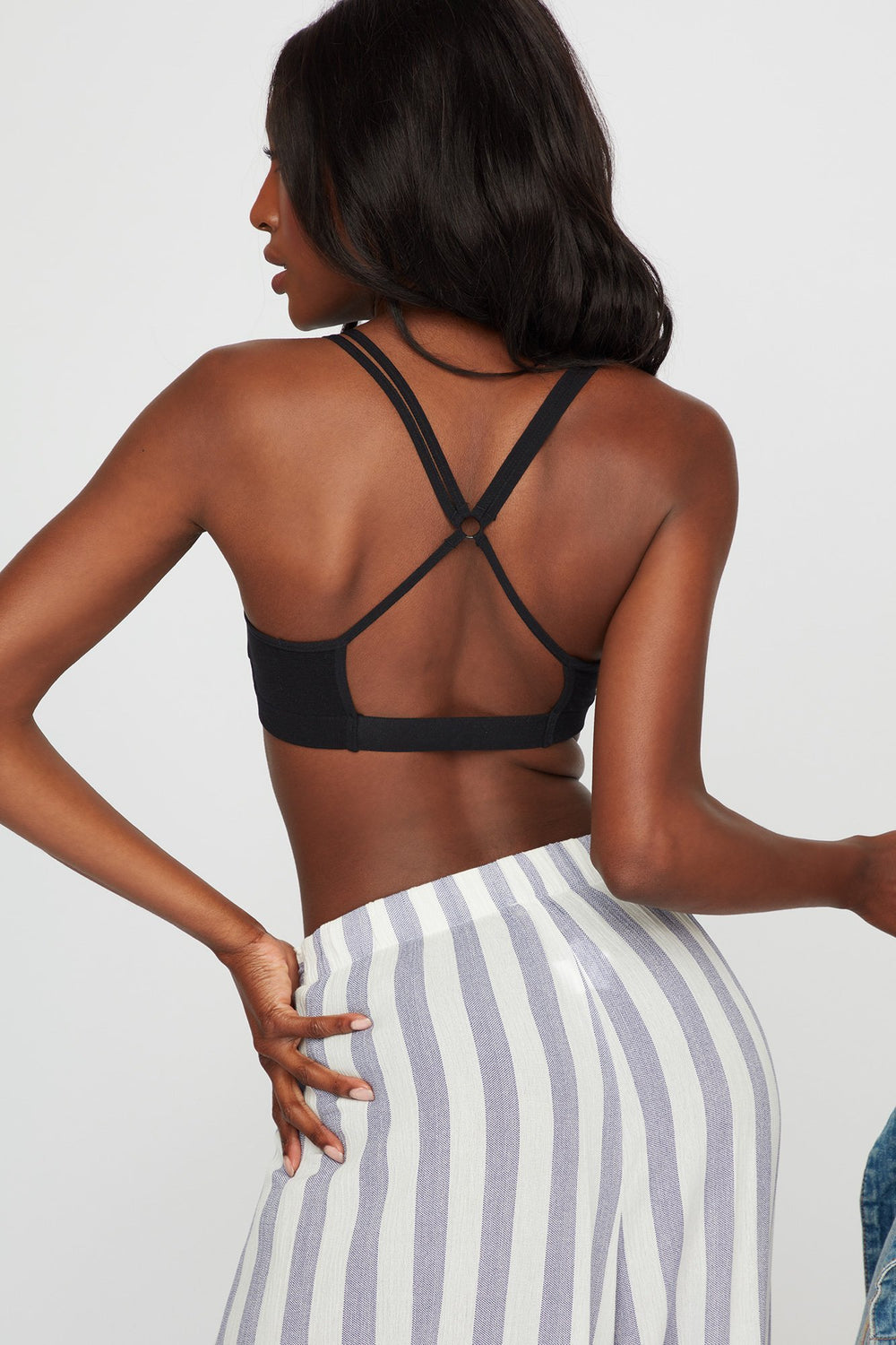 Women Bustier sans couture croisé au dos Noir