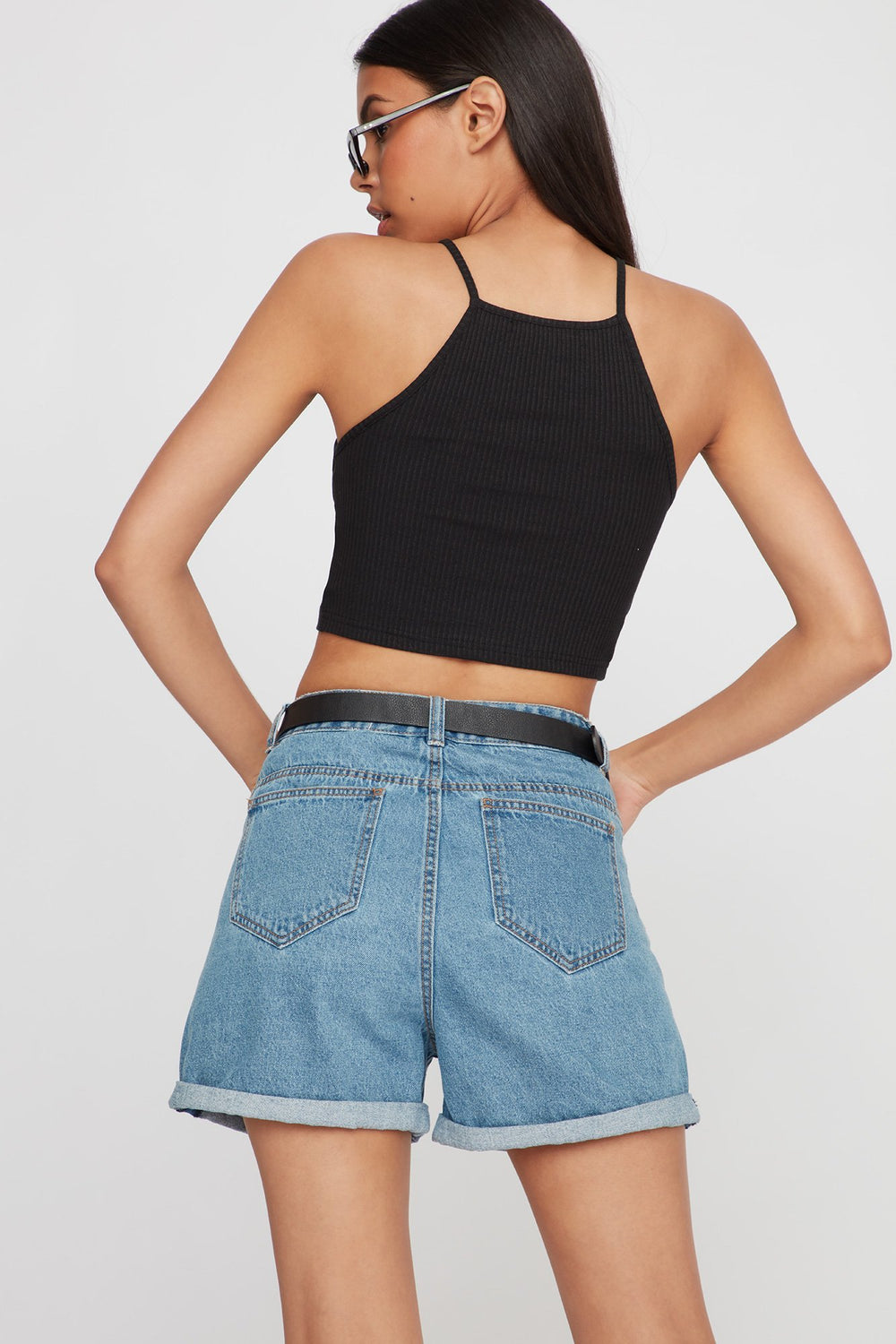 Women Camisole courte côtelée Noir