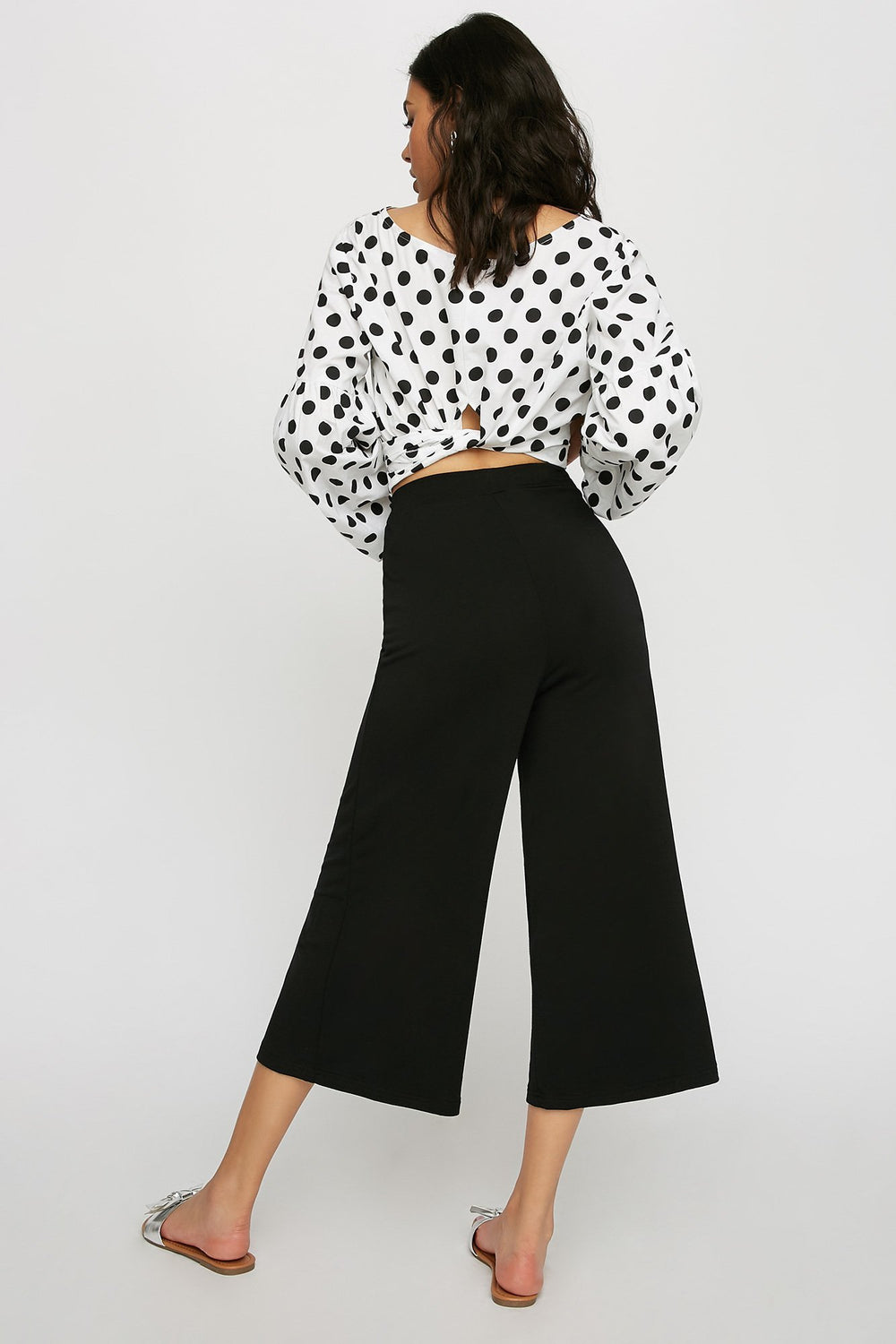 Women Jupe-culotte douce à taille haute Noir