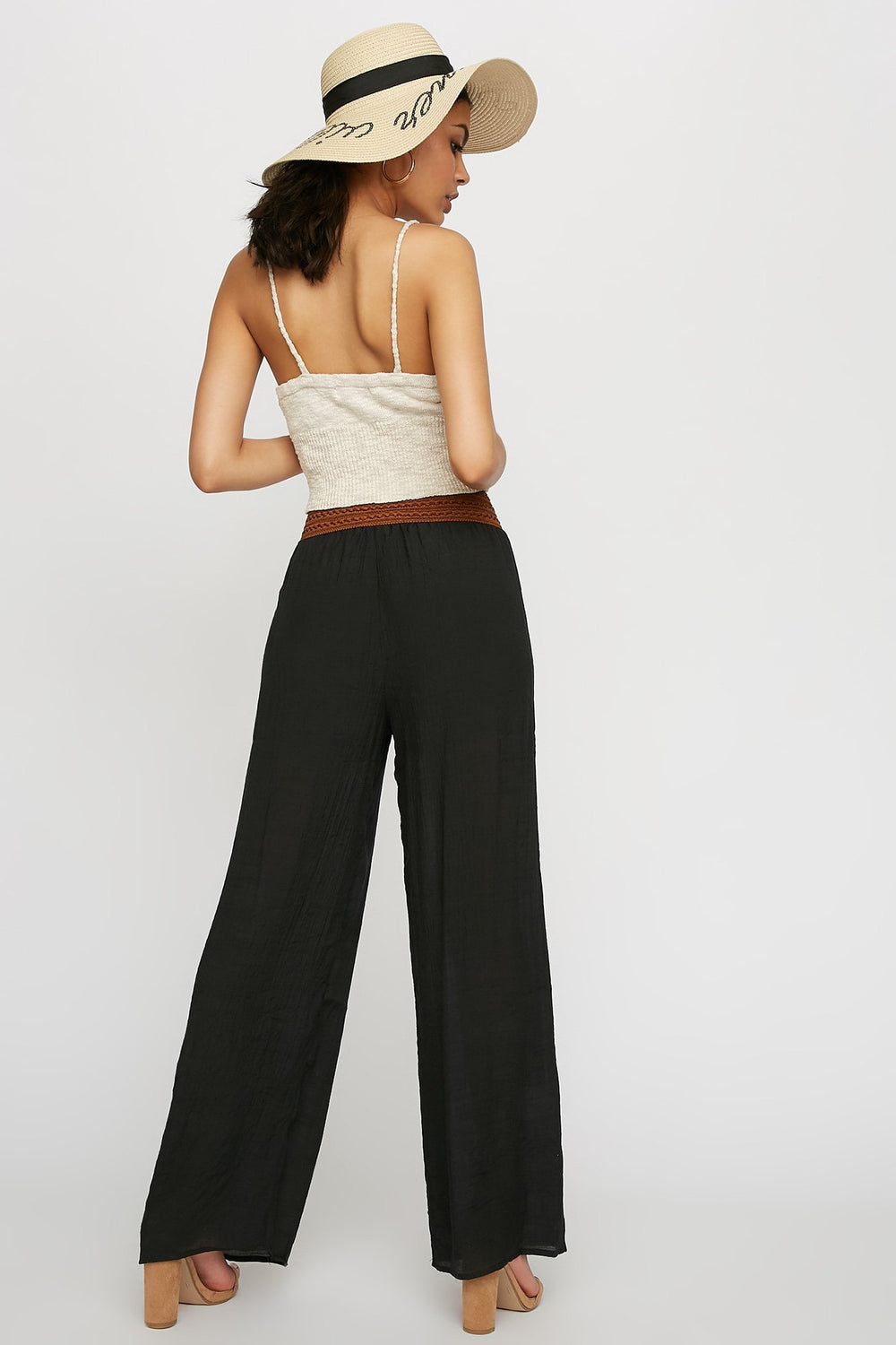 Women Jupe-culotte légère lacée avec ceinture-corset Noir