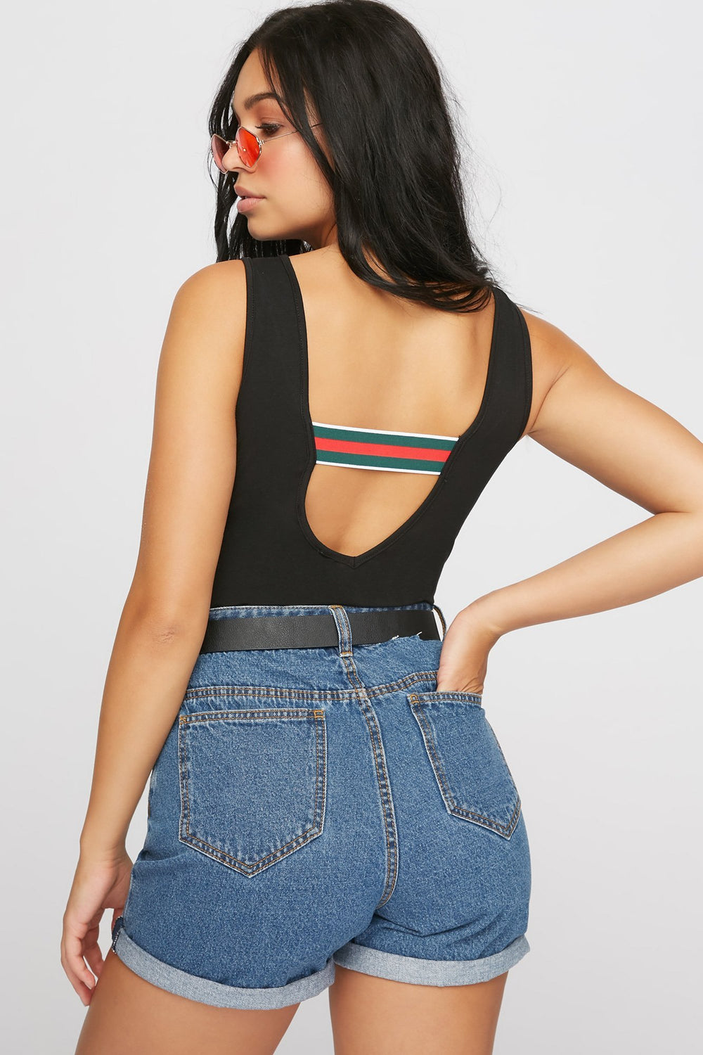 Women Maillot rayé en maille Noir