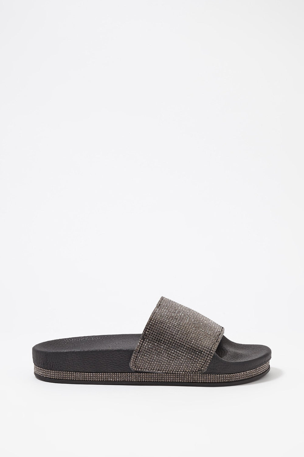 Women Mules plateformes scintillantes avec pierres du Rhin Noir
