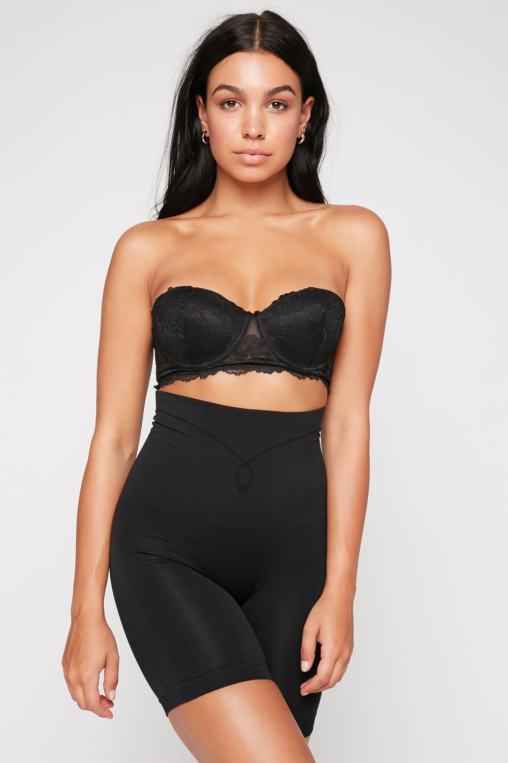 Women Short sans couture à taille haute Noir