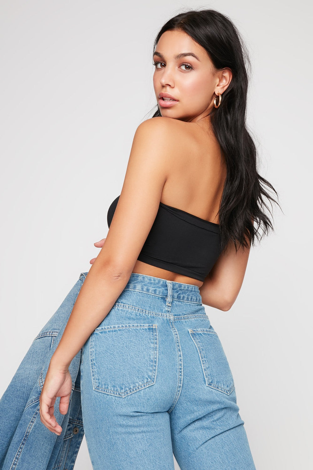 Women Bandeau ruché sans couture Noir