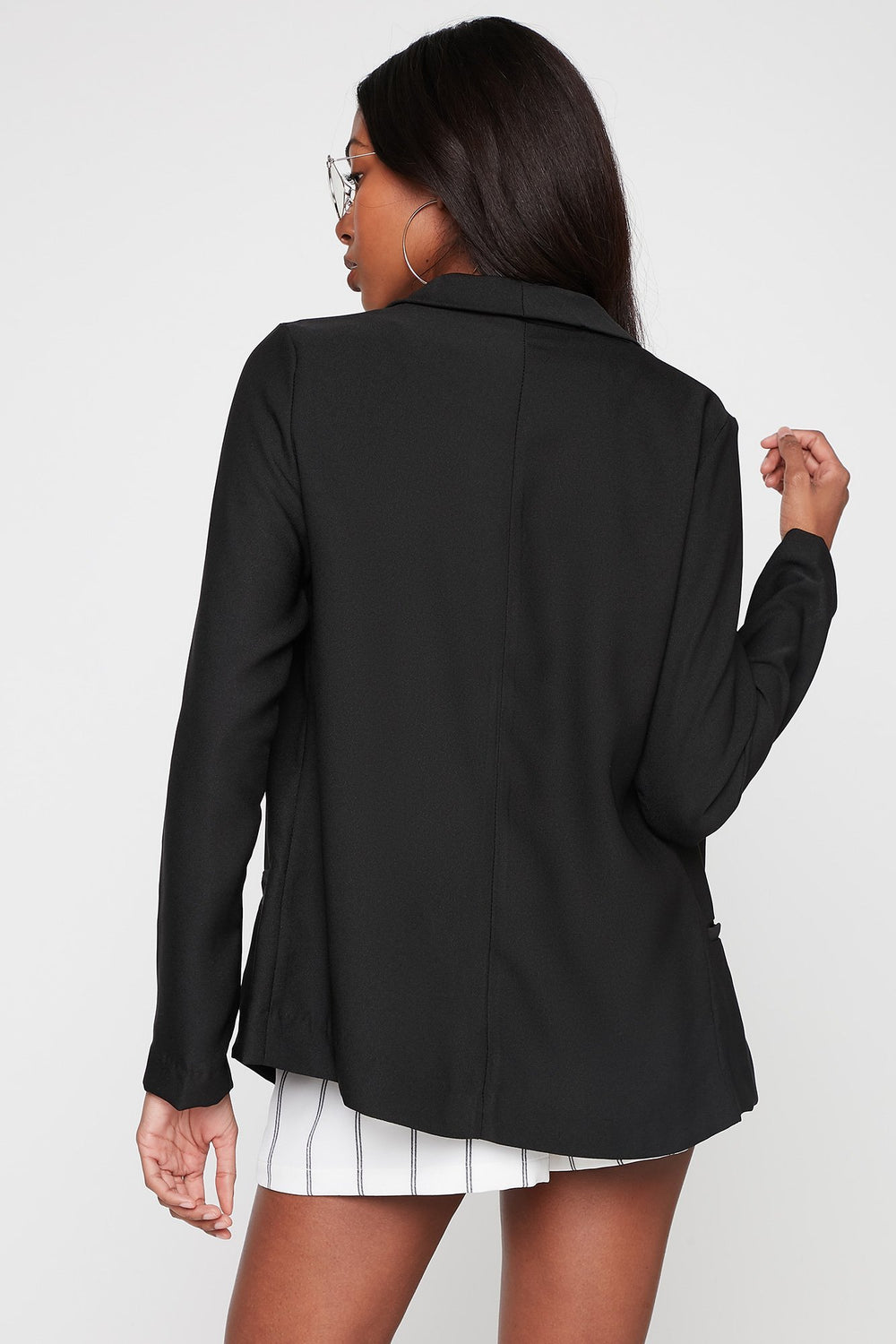 Women Blazer ouvert en crêpe Noir