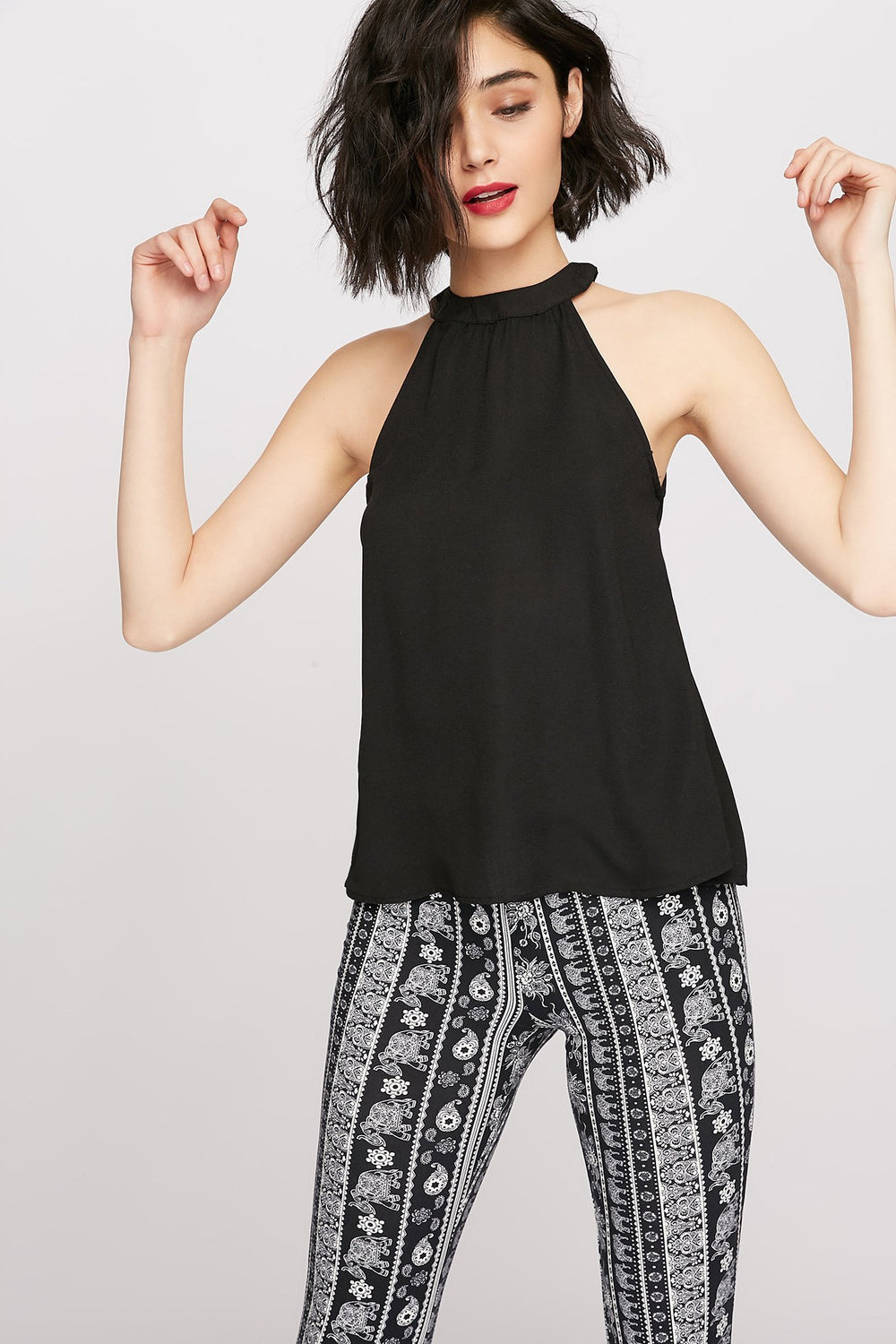 Women Blouse bain-de-soleil à dos ouvert Noir