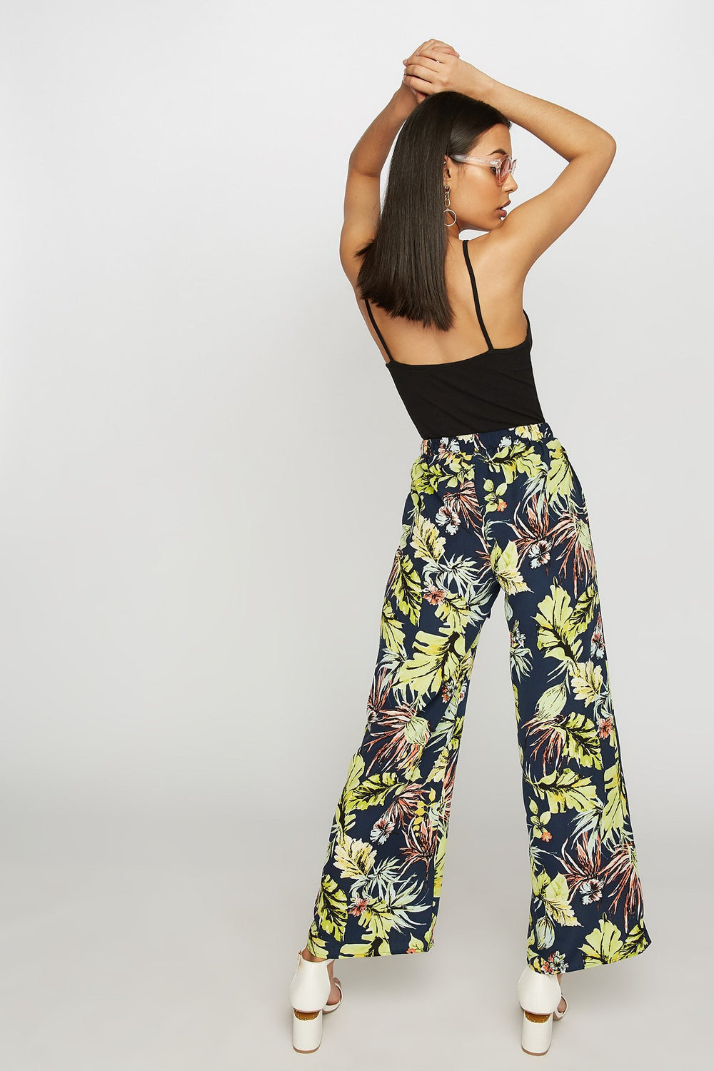 Women Camisole côtelée à motif de cage Noir