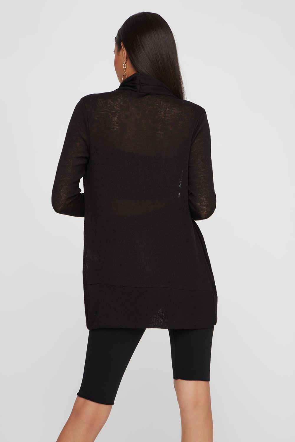 Women Cardigan asymétrique moucheté Noir