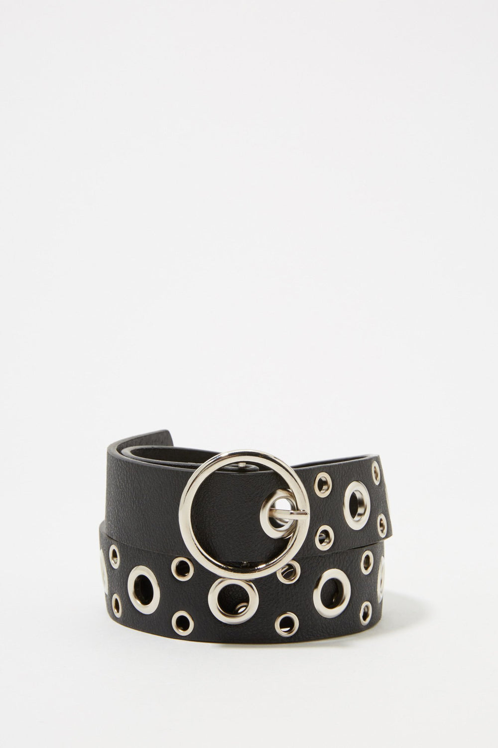Women Ceinture avec boucle circulaire métallisée Noir
