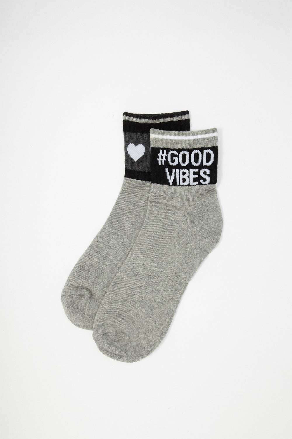 Women Chaussettes à imprimé #Good Vibes (2 paires) Noir