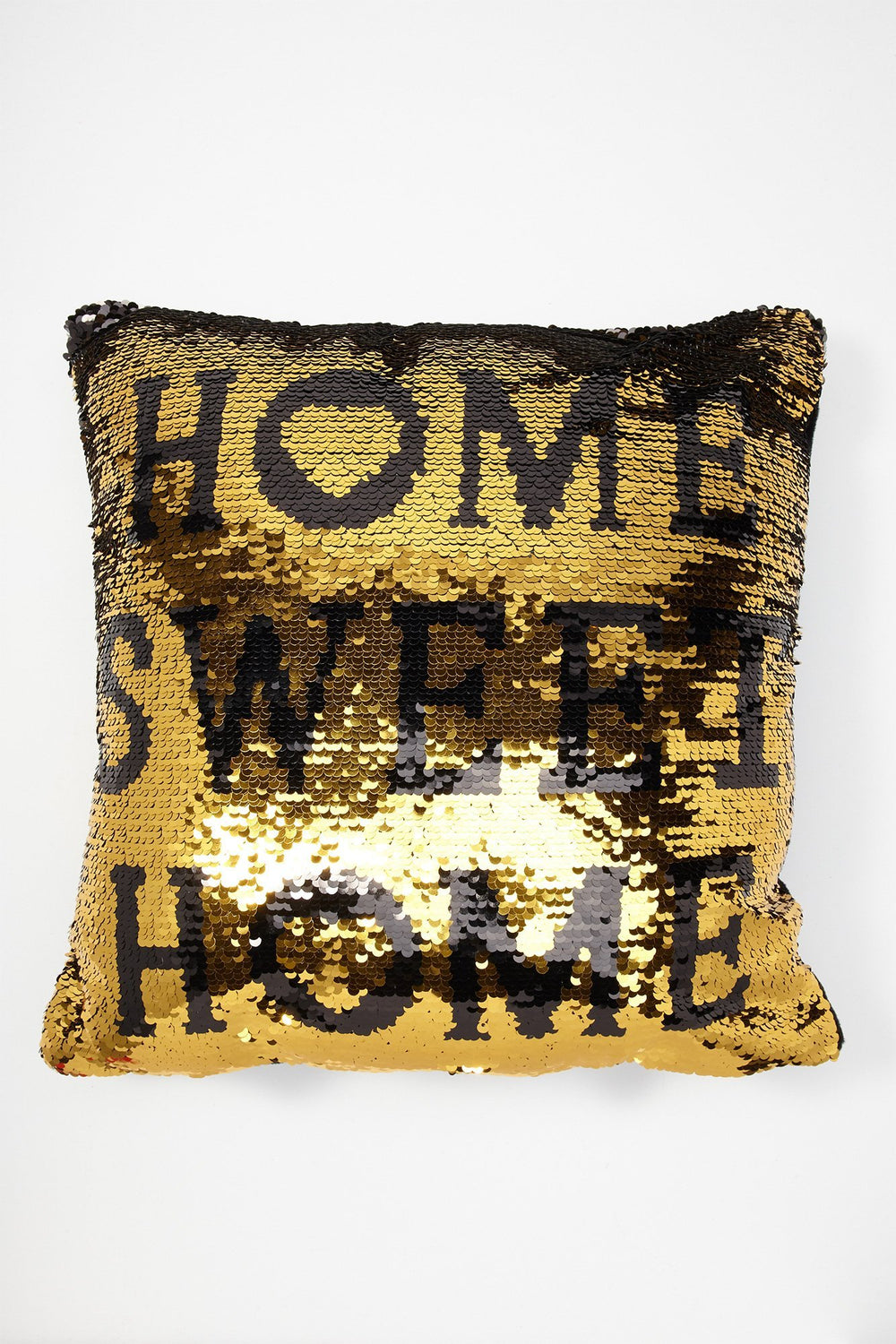 Women Coussin à imprimé Home Sweet Home à paillettes réversibles Noir