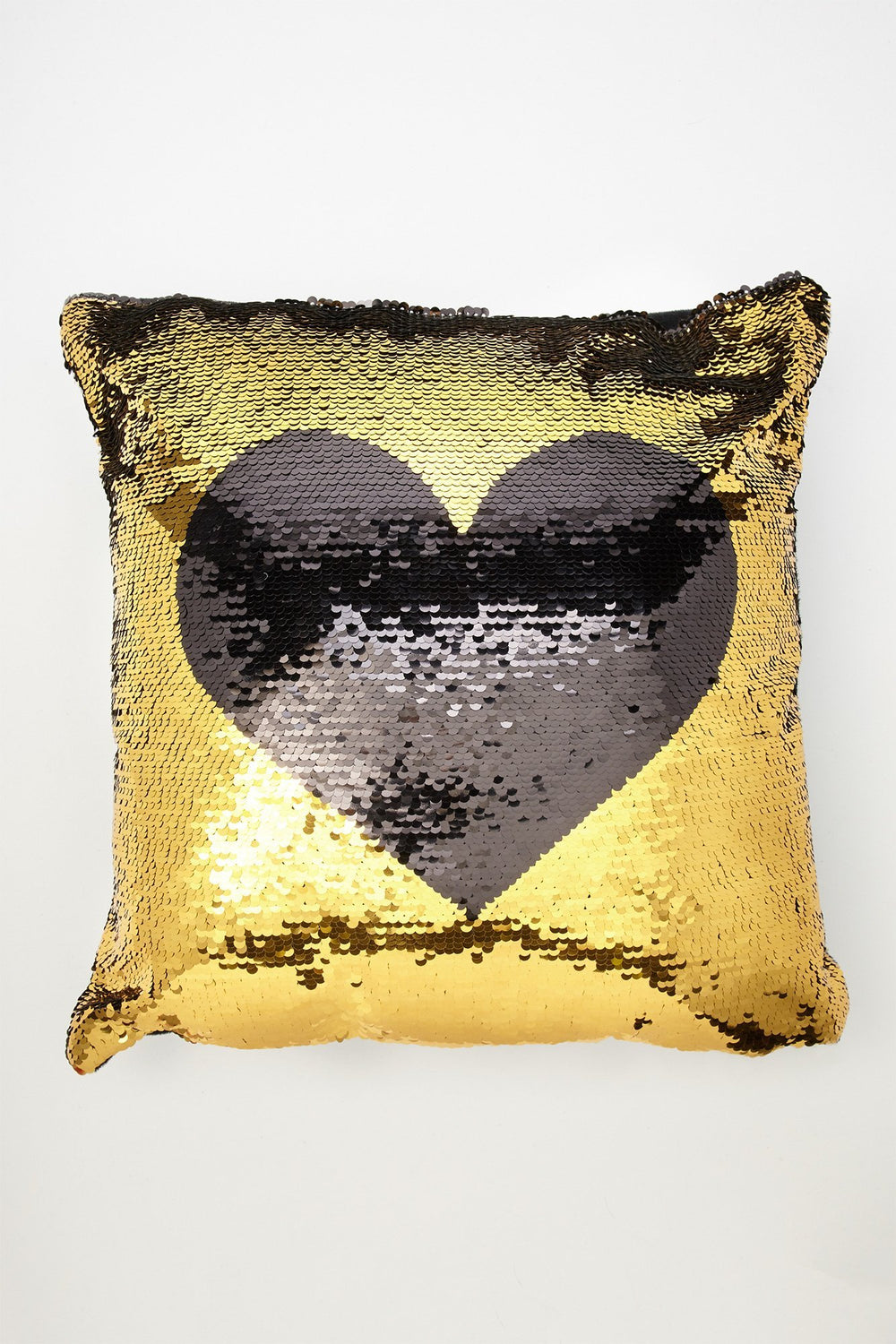 Women Coussin en peluche à paillettes réversibles Noir