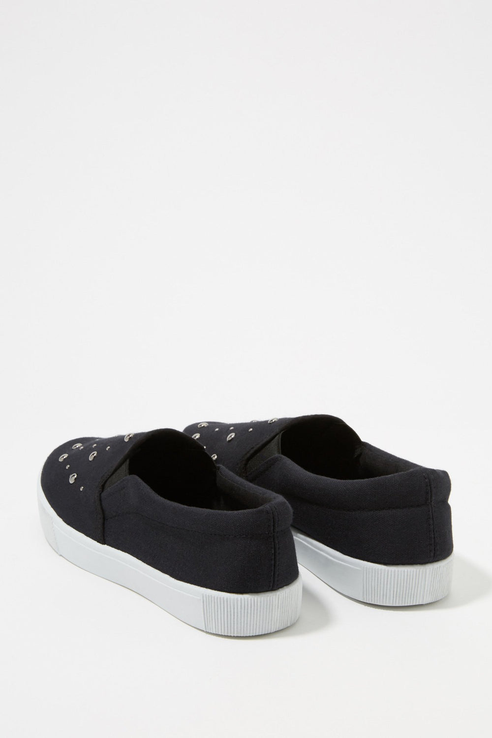 Women Espadrilles en toile à enfiler cloutées Noir