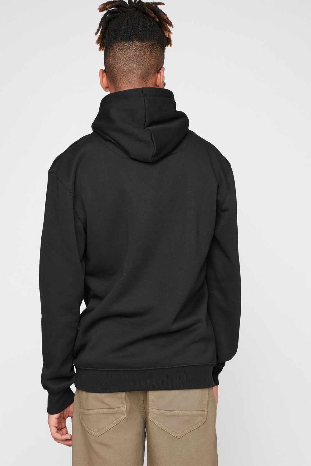 Men Haut basique doux à capuchon à enfiler avec taille coulissante Noir