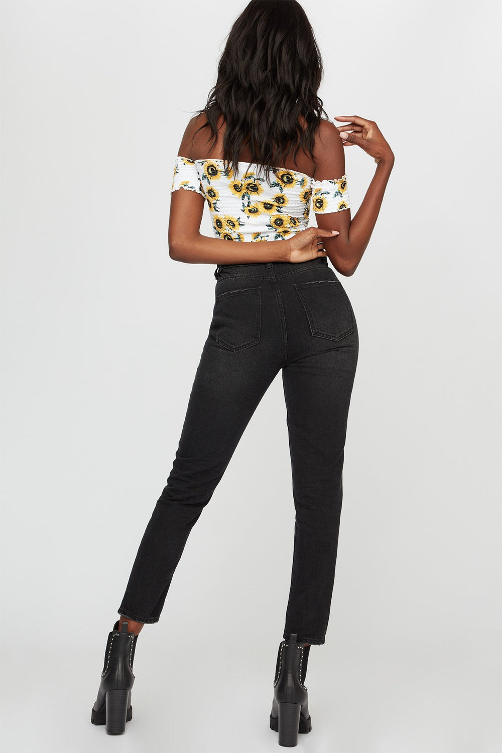 Women Jean de style « Mom » à taille ultra-haute noir Noir