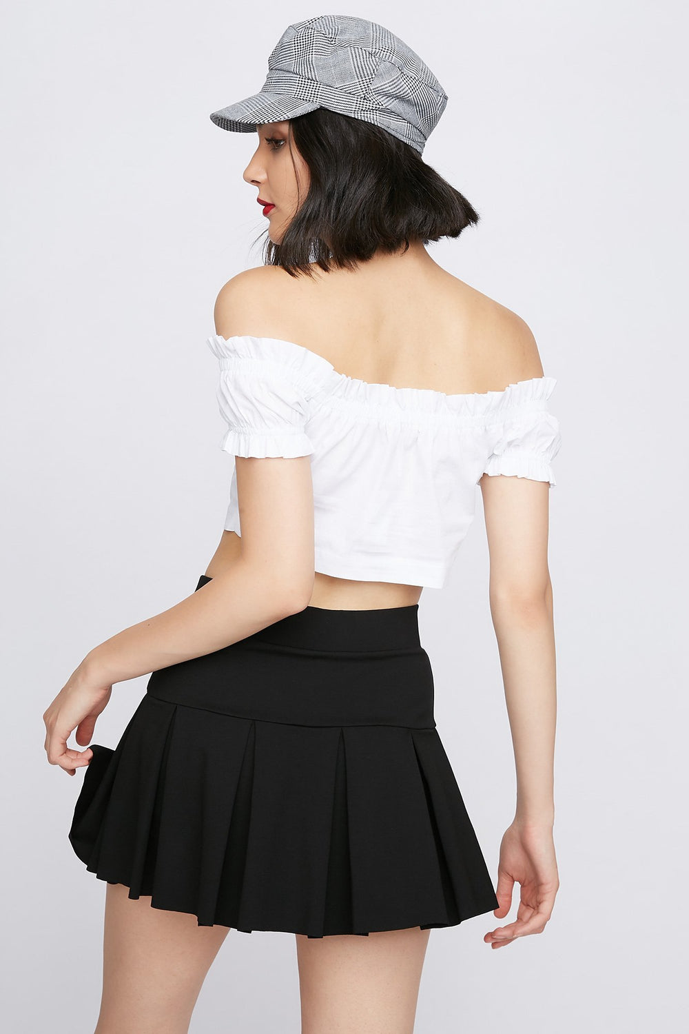 Women Jupe plissée à taille haute Noir