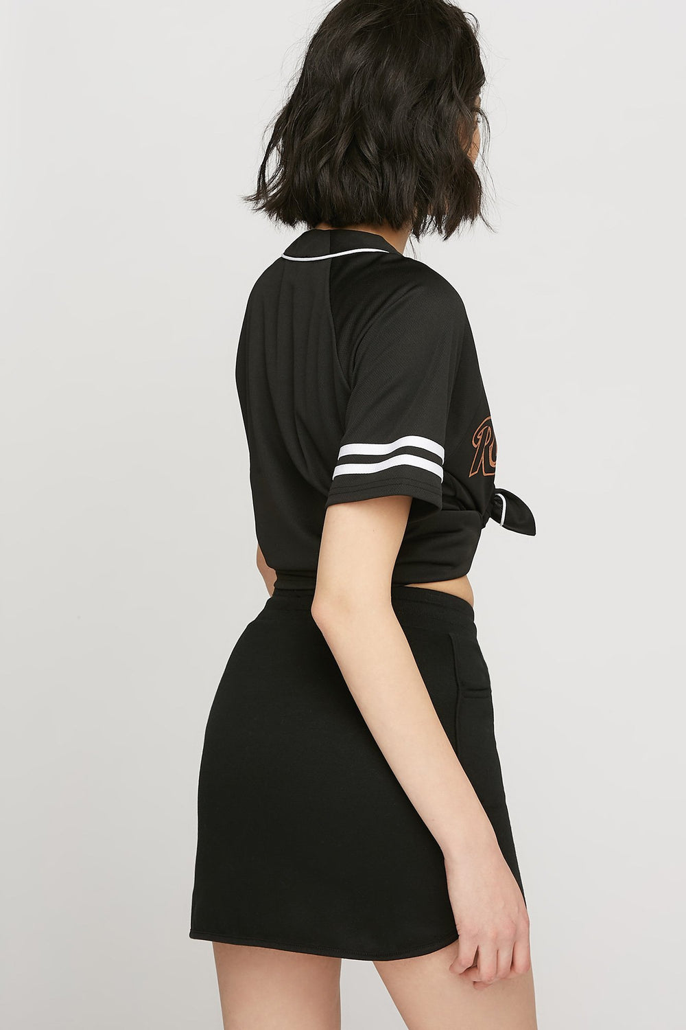 women Jupe Rocawear à ourlet arrondi et taille coulissante Noir