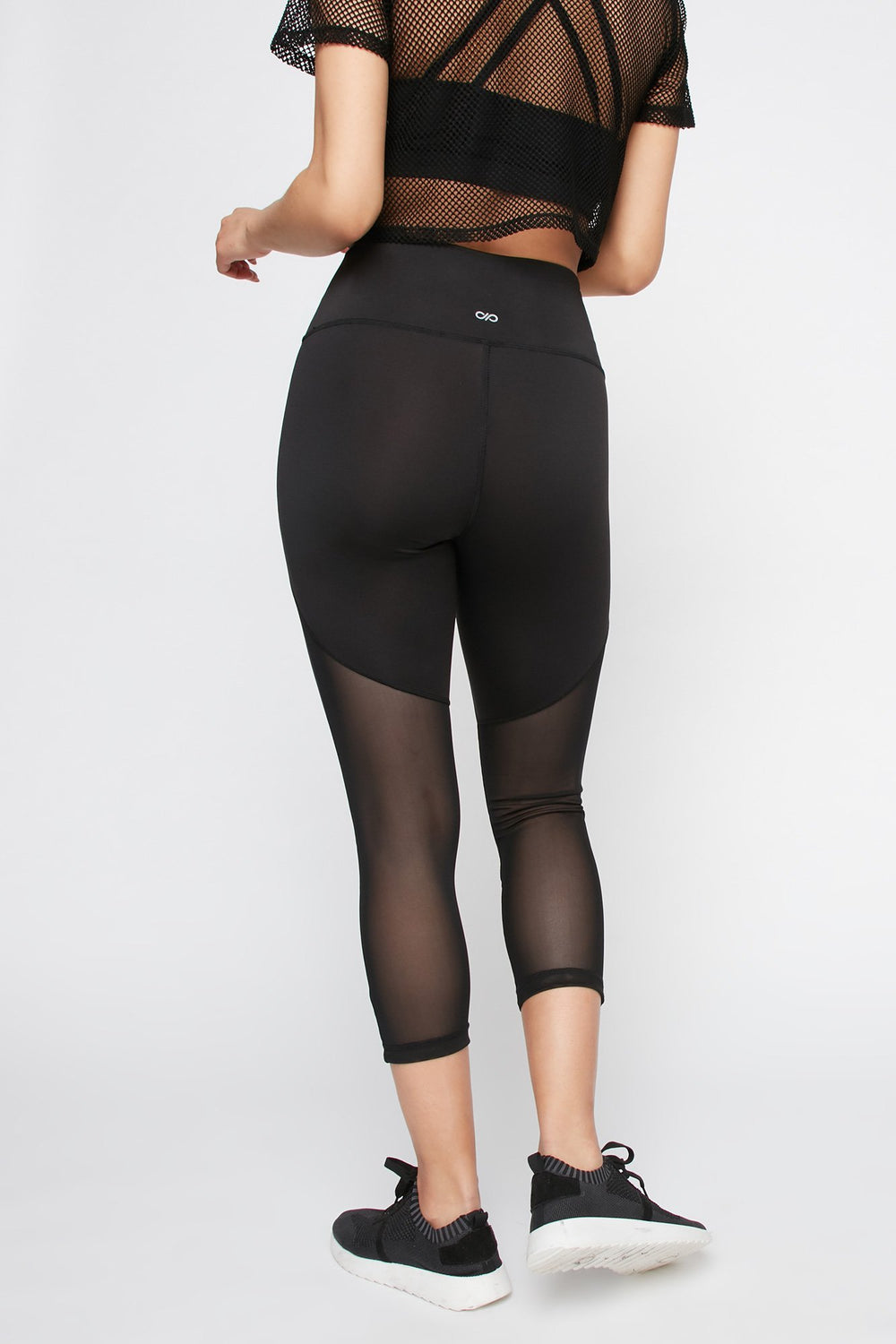 Women Legging court Infinite en filet à taille haute Noir