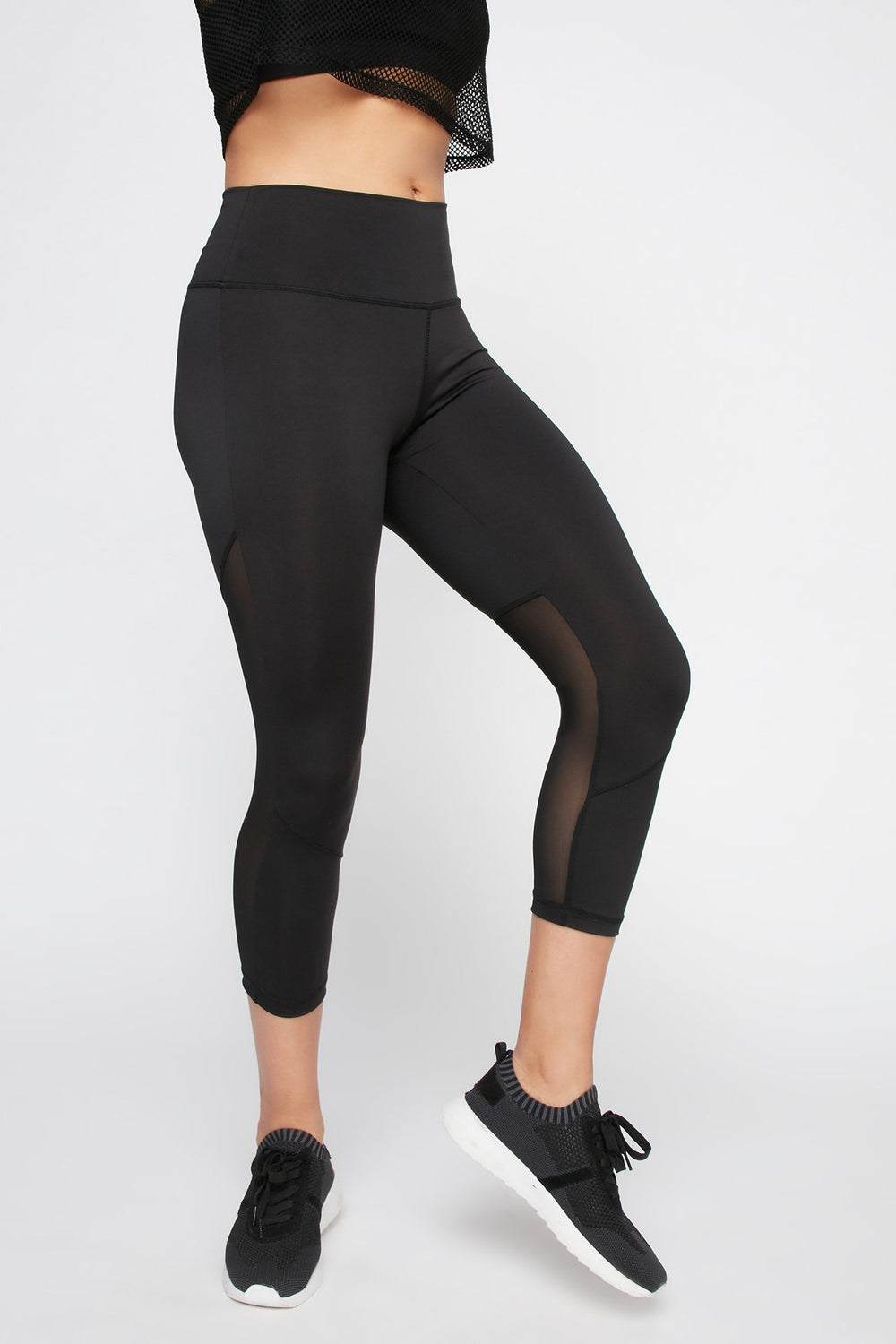 Women Legging court Infinite en filet à taille haute Noir