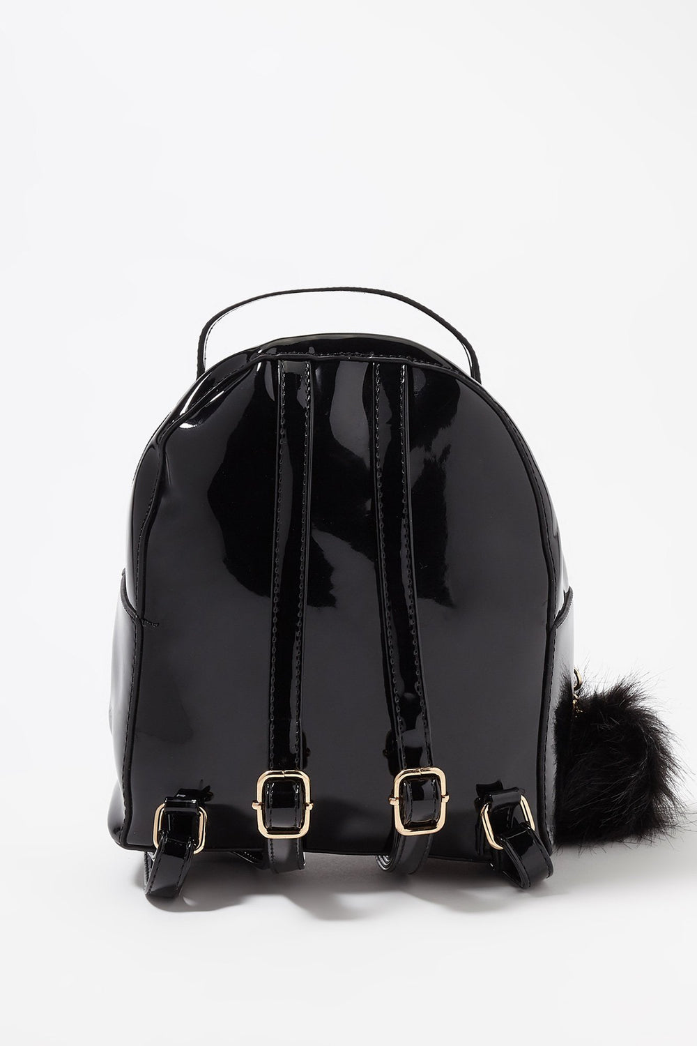 Women Minisac à dos en similicuir avec pompons Noir