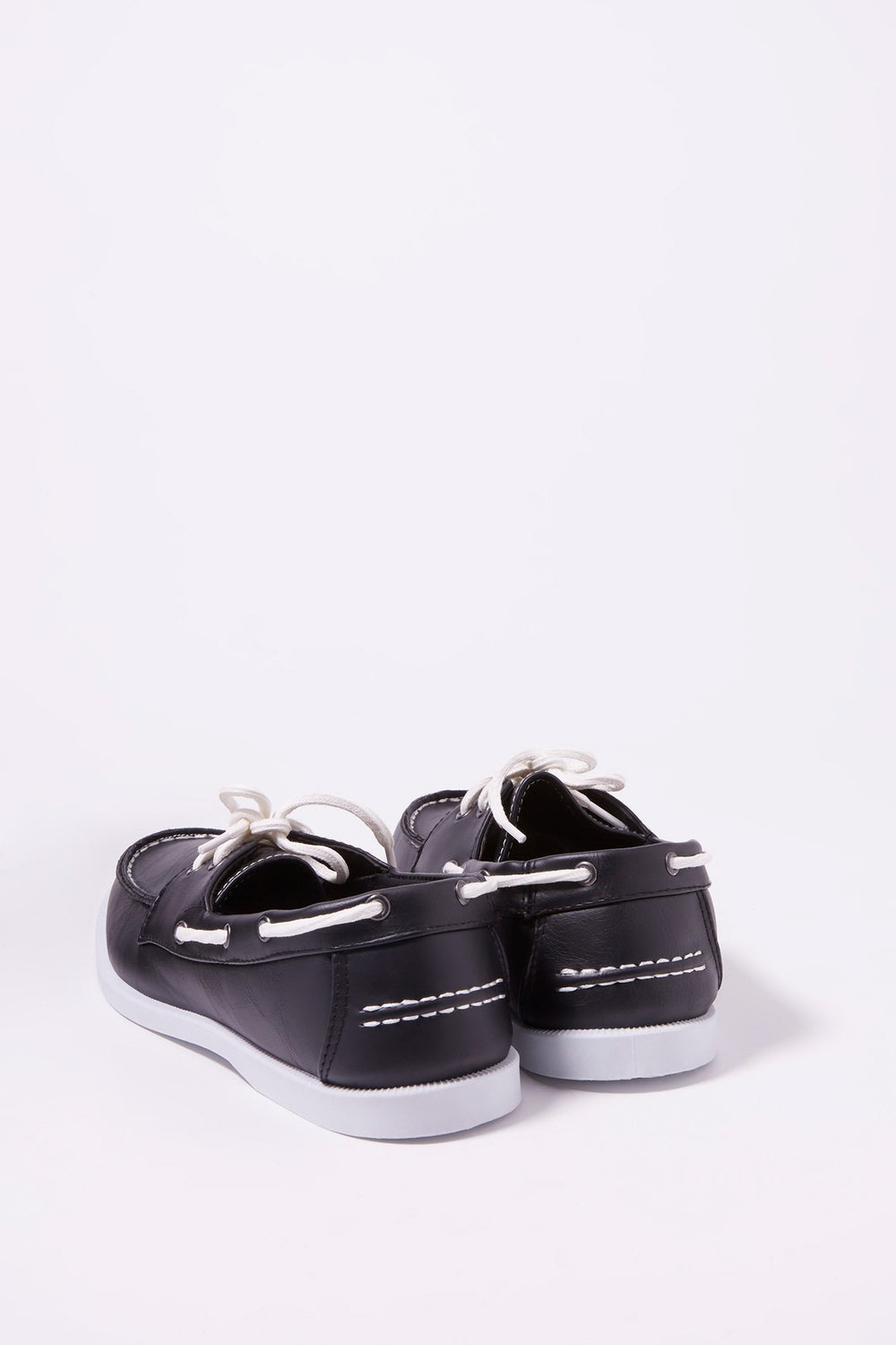 Men Mocassins bateau lacés en similicuir Noir