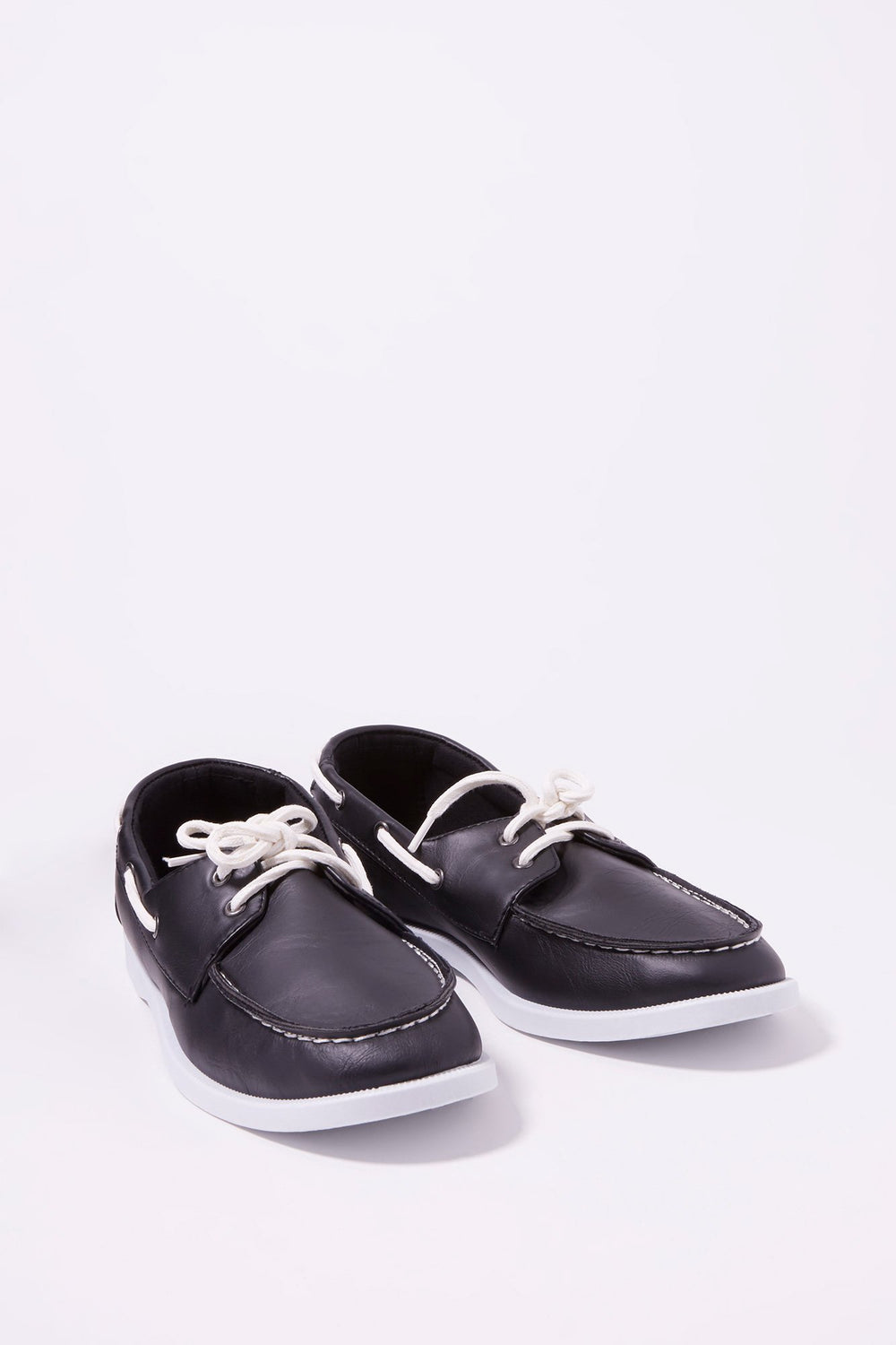 Men Mocassins bateau lacés en similicuir Noir