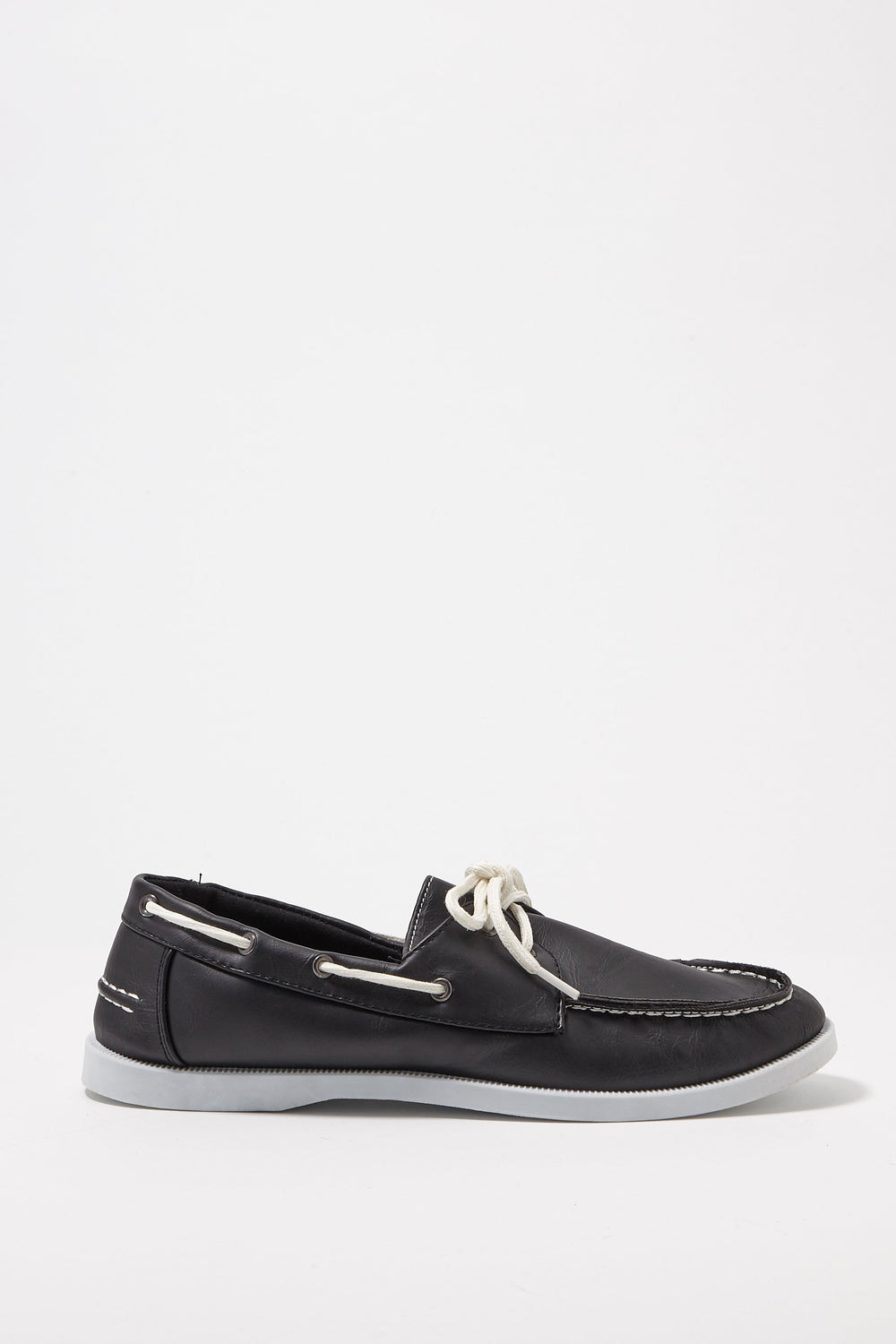Men Mocassins bateau lacés en similicuir Noir