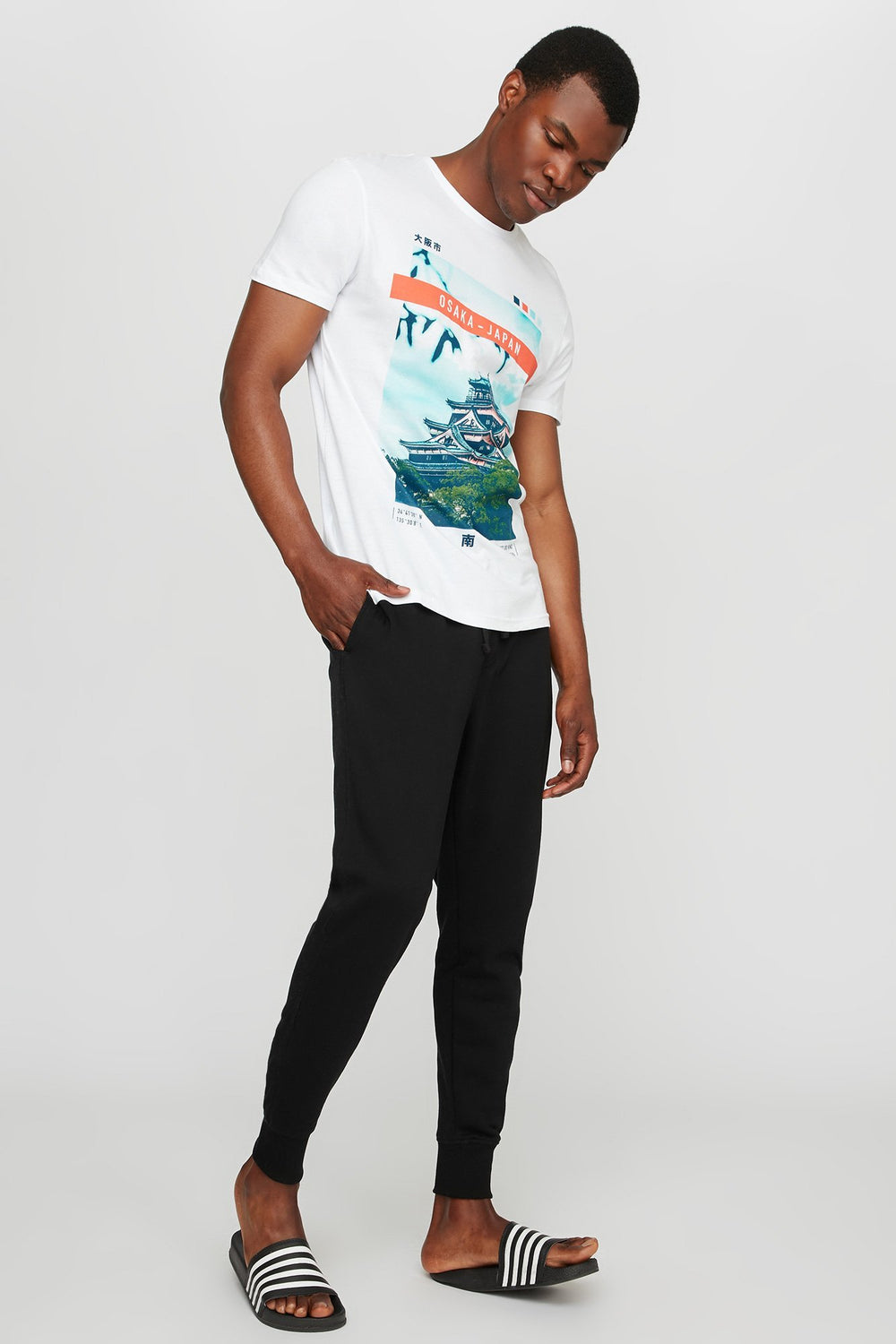 Men Pantalon de jogging mince en molleton à taille coulissante Noir