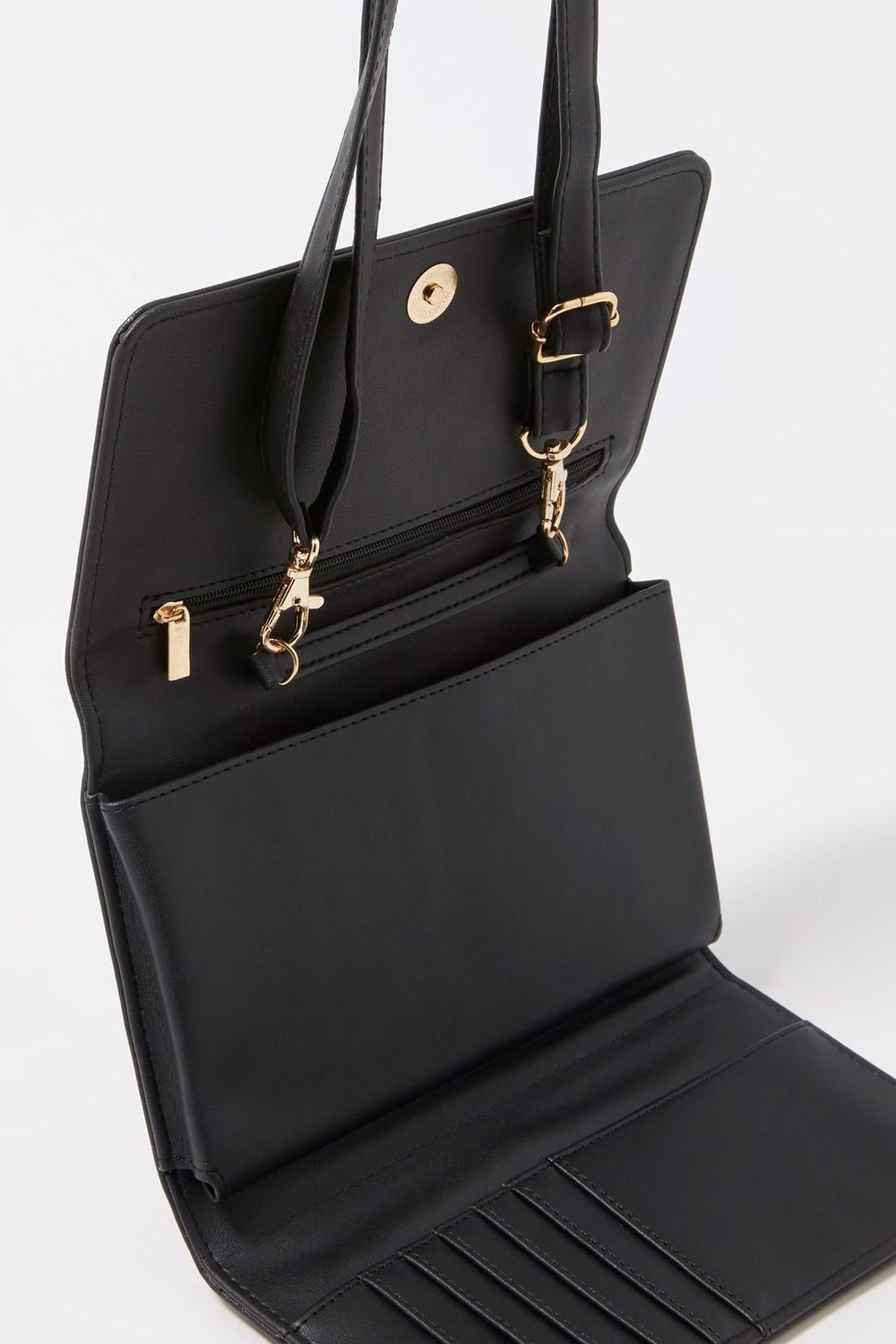 Women Sac à bandoulière basique de style portefeuille Noir