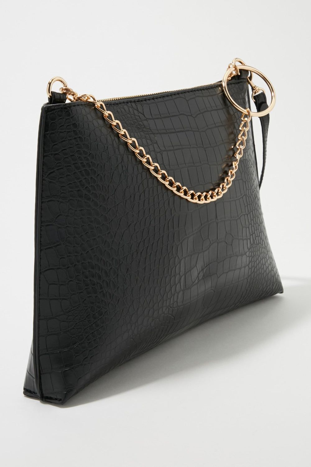 Women Sac à bandoulière en similipeau de crocrodile avec chaîne Noir