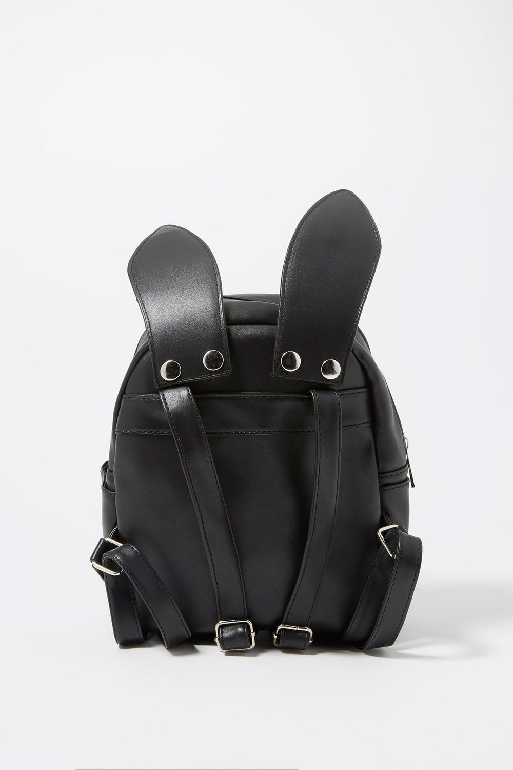 Women Sac à dos avec oreilles de lapin en similicuir Noir