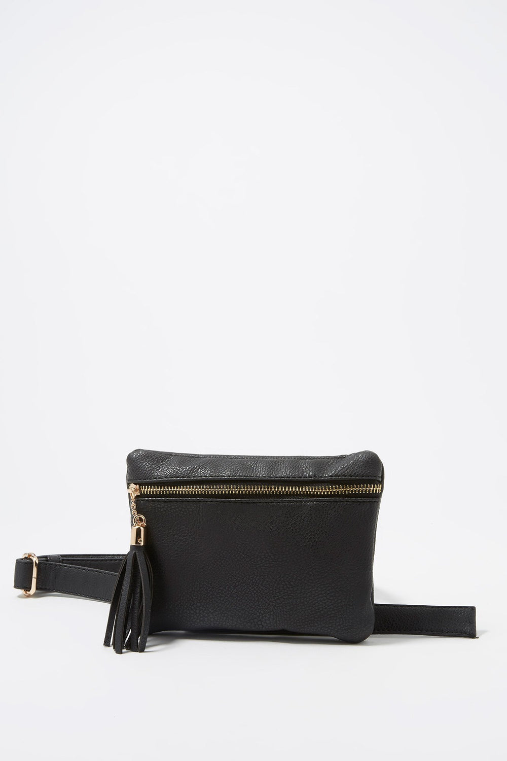 Women Sac banane avec pampilles et fermeture à glissière Noir