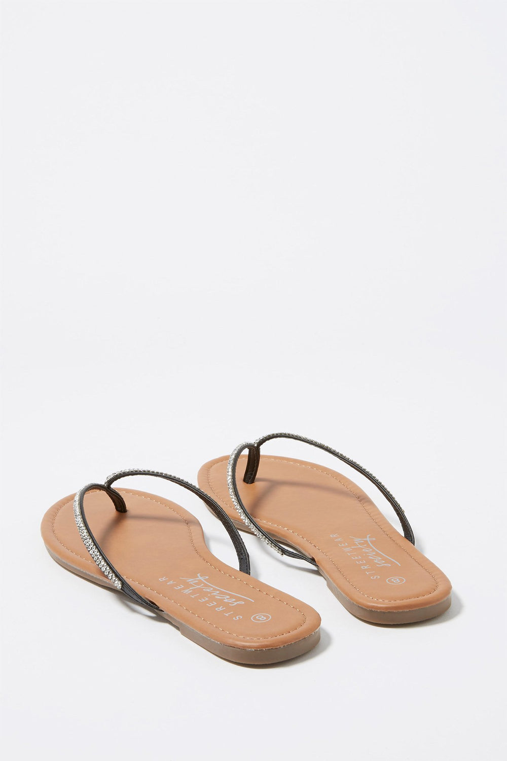 Women Sandales de plage garnies de pierres du Rhin Noir