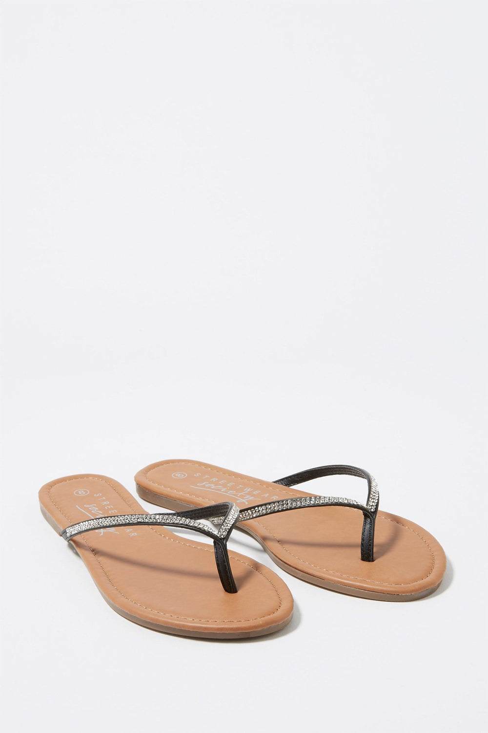 Women Sandales de plage garnies de pierres du Rhin Noir