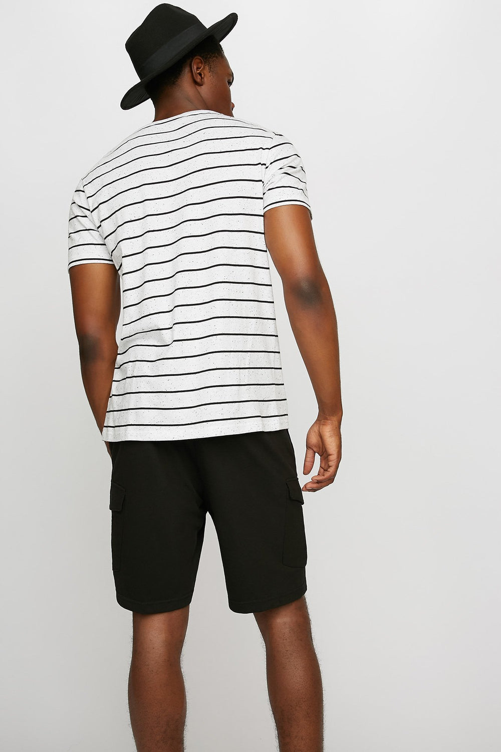 Men Short de jogging cargo mince en molleton à taille coulissante Noir