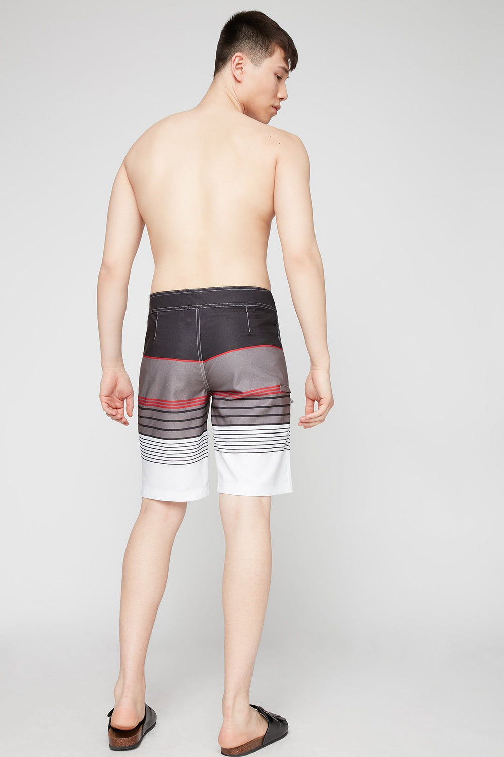 Men Short de surfeur rayé lacé Noir
