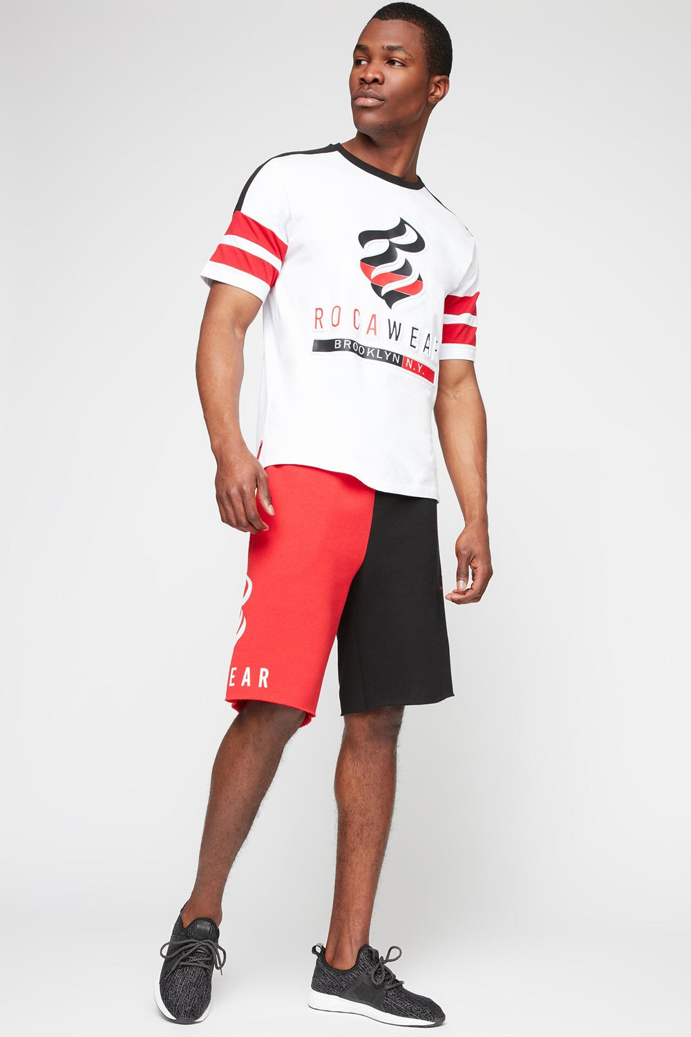 Men Short Rocawear en molleton avec blocs de couleurs Noir