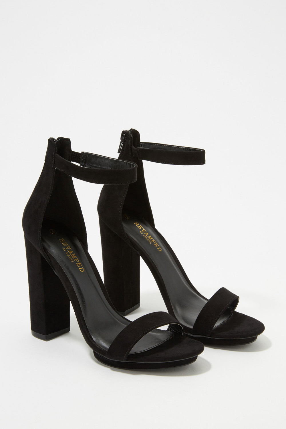Women Souliers plateformes à talons blocs en similisuède Noir