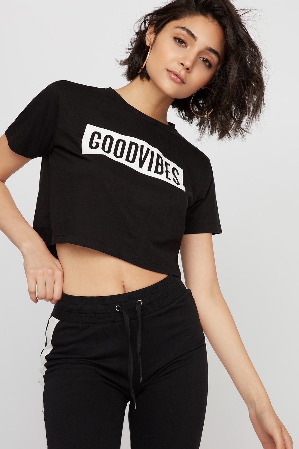 Women T-shirt court imprimé Noir