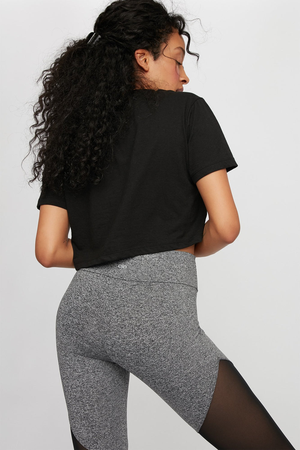Women T-shirt court rayé à imprimé Hustle 85 Noir