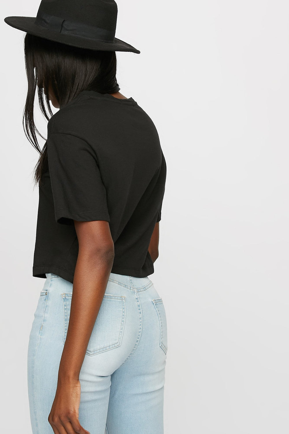 Women T-shirt de base court avec poche Noir