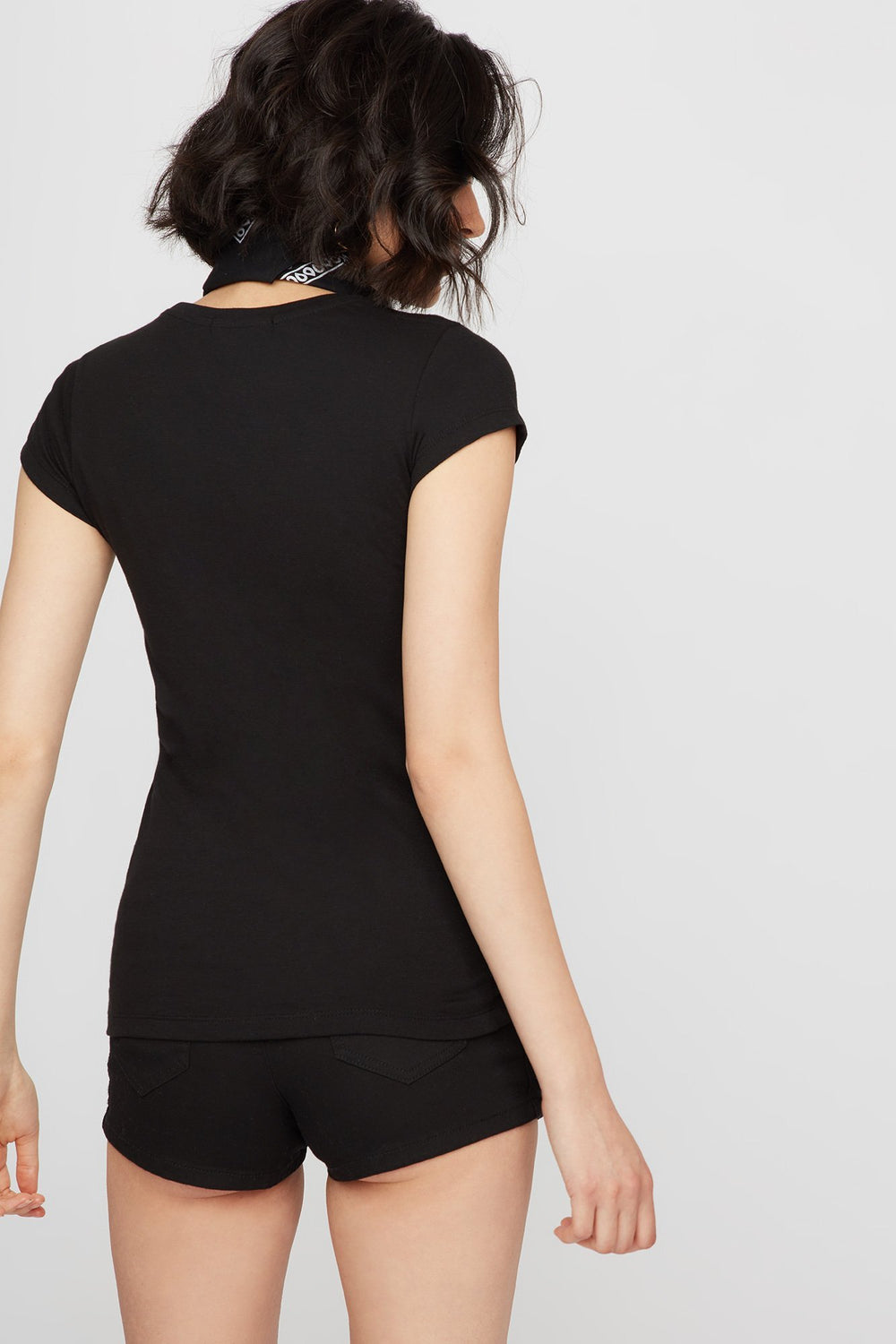 Women T-shirt rayé à imprimé 79 Noir