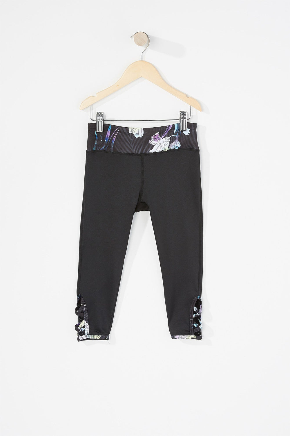Kids Legging Active court à motif de cage pour fille Noir Total