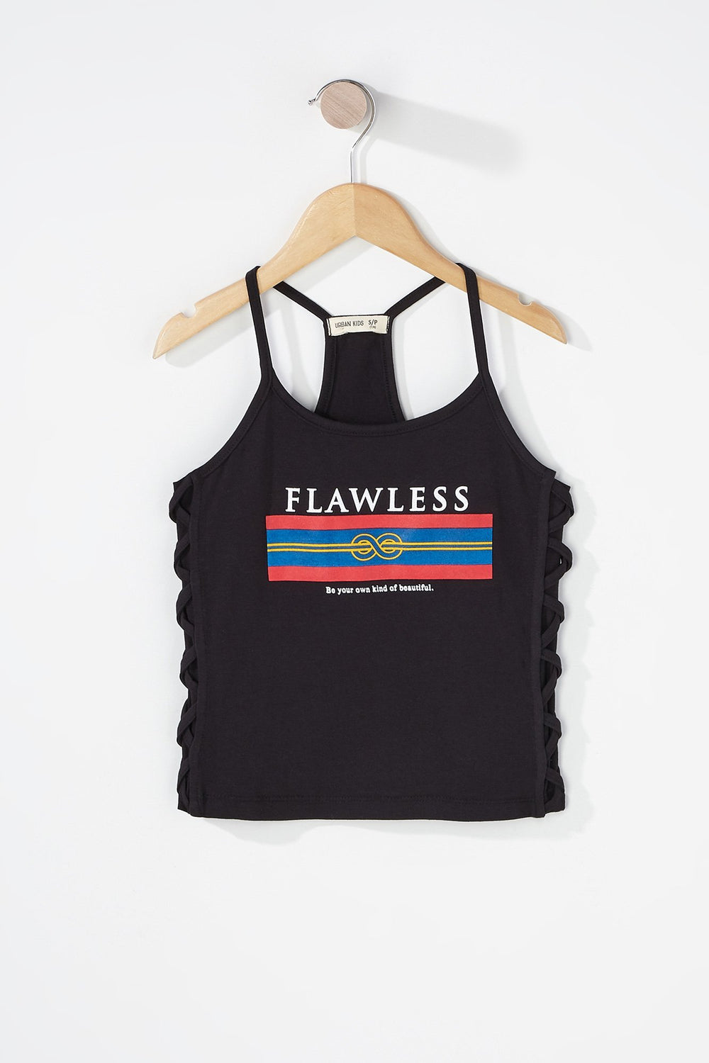 Kids Camisole à imprimé Flawless avec motif de cage sur les côtés pour fille Noir