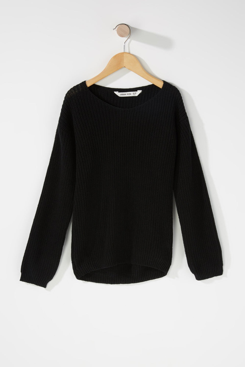 Kids Chandail à enfiler en tricot avec encolure en V pour fille Noir